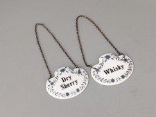 Vintage Porcelain Decanter Labels Dry Sherry & Whisky