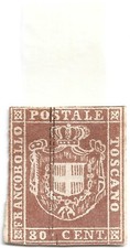 Italy States,Tuscany,80cts Shield,Close Mgns,Unused,SmlFlts,Sass#22,Cat€2250(T55