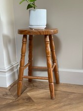 Large vintage pine stool bedside plant stand side table size cottage style