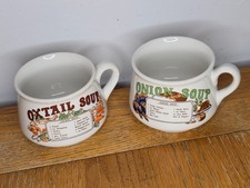 Two Vintage Soup Mugs Bowls Onion Oxtail Vintage Soup Cups