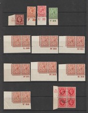 KING GEORGE V STAMPS WITH CONTROL NUMBERS UNMOUNTED MINT AND USED