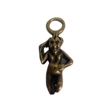 Vintage Lucky CORNISH PIXIE Charm BRASS Piskie Pisky Pixy Pendant 