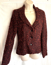 KALIKO Orange Flecked Black Jacket Size 10 Wool Mohair Smart Work