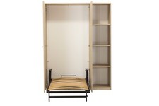 Vertical Single Wall bed In Pine Cabinet + Side Unit with Shelves,  Clearance