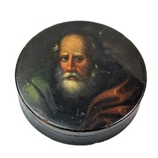 German Snuff Box Stobwasser Paper Mache Painted w9cm Circa 1860