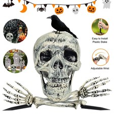 Halloween Decoration Skull & Limb Skeleton Bones Tombstone Garden Graveyard Prop