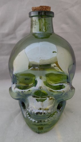 Skull bottle green glass - skull,