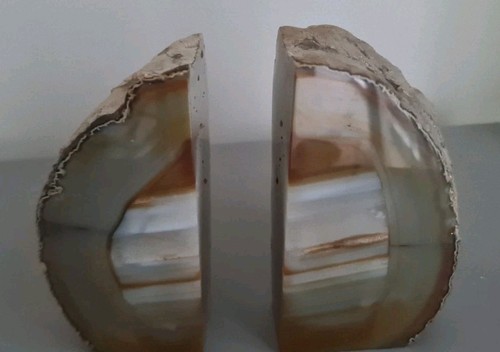 Large brown banded polished - brown,