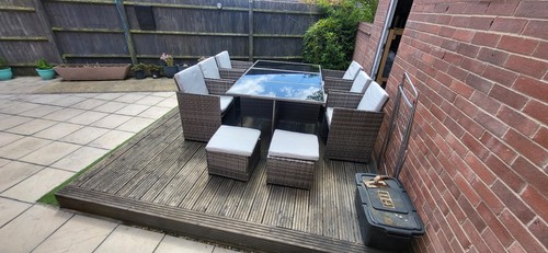 Piece grey rattan wicker - 9-piece,