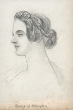 PORTRAIT OF THE DUCHESS OF WELLINGTON Antique Pencil Drawing - 19TH CENTURY