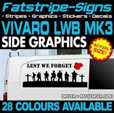 to fit VAUXHALL VIVARO MK3 LWB L2 LEST WE FORGET GRAPHICS STICKERS CAMPER VAN
