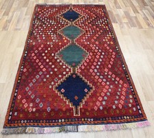OLD HANDMADE PERSIAN RUG WITH GREAT DESIGN AND SUPERB COLOUR 210 x 115 CM 
