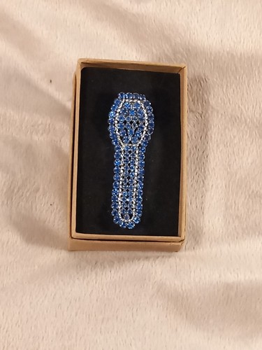 1930s blue diamante dress clip - blue,