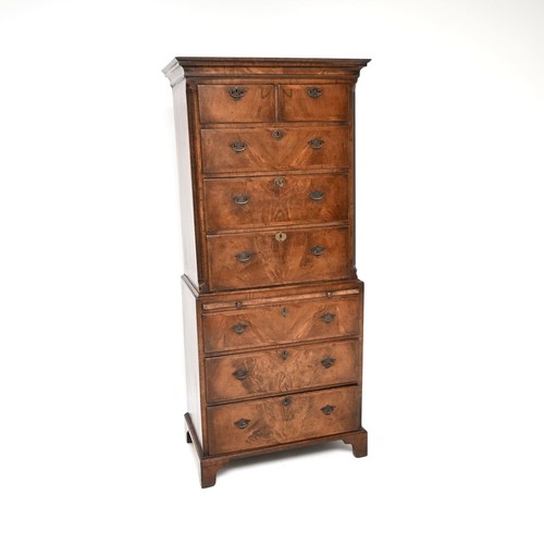 Antique figured walnut chest - figured,