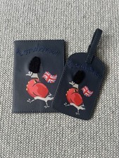 Cath Kidston Travel Set - Passport Holder & Luggage Tag - Navy Rose Print