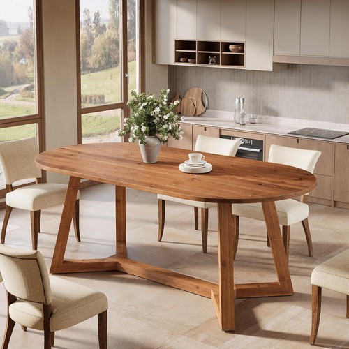Solid wood oval dining table - solid,
