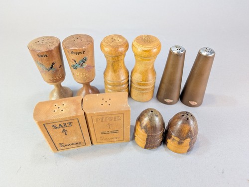 Vintage wood wooden salt and - wooden,