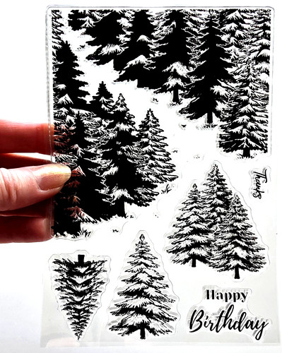 Clear stamps evergreen trees - stamps,