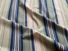 Vintage 1997 Sanderson striped herringbone fabric - by the M, blues, seaside