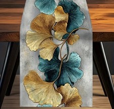 Ginkgo Leaf Table Runner Teal