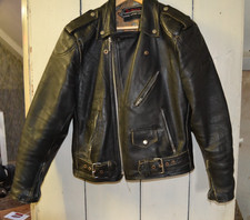 Sportex Vintage Style Motorcycle Black Leather Jacket Size 42"