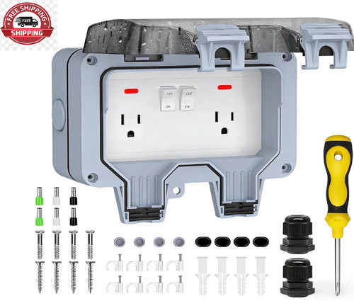 Double outdoor outlet - double, box