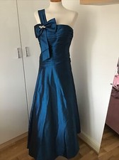 Prom Dress Size 6 Petrol Blue By Yasmin One Shoulder Bow Detail 