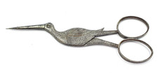 Antique stork/crane shaped embroidery scissors