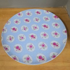 Blue chintz cake plate - blue, bone