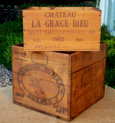 Vintage wooden crates french - vintage,