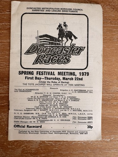 Doncaster horse racing program - horse,