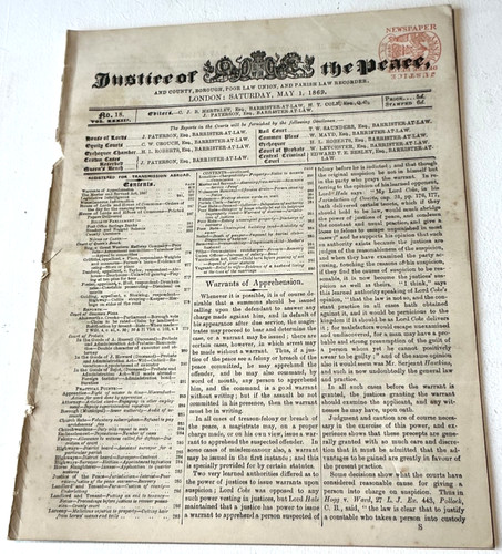 Justice the peace may 1869 - of,
