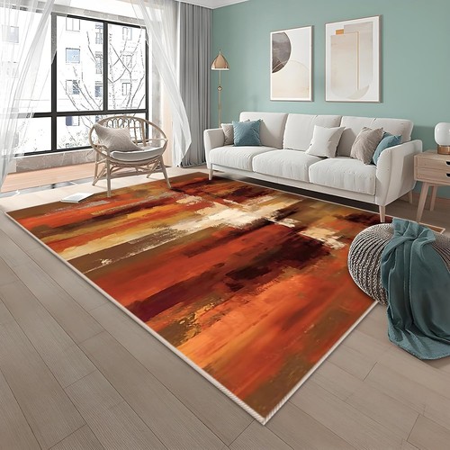 Large orange red rug - large,