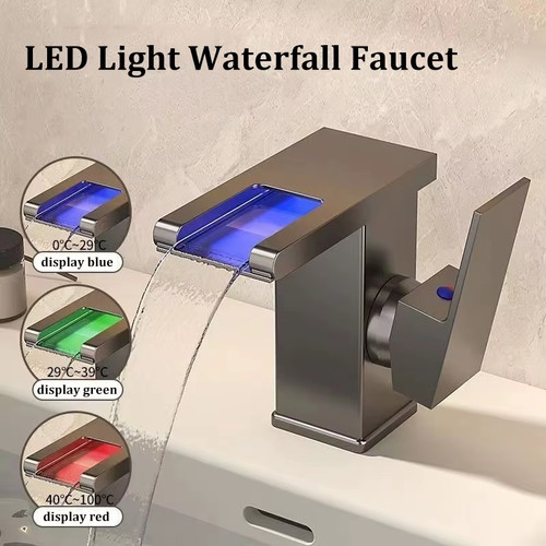 Led waterfall bathroom faucet - bathroom,