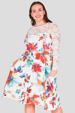 4 PLUS SIZE LACE BODICE FLORAL