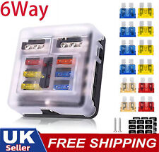 6 Way Blade Fuse Box Block FuseBox Holder Auto Marine Bus Bar Car Kit 12V-32V