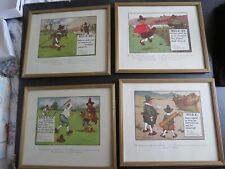 Framed golf cartoon prints signed by Cray Crombie x 4