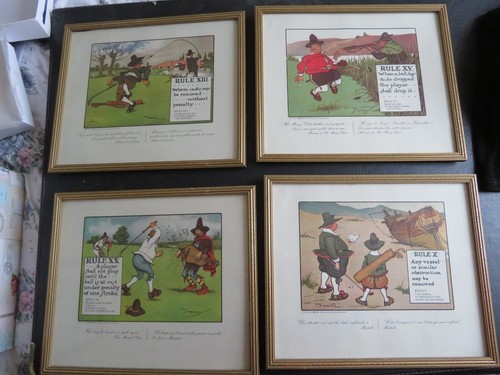 Framed golf cartoon prints