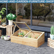 100x50x36cm Wooden Cold Frame Greenhouse with Polycarbonate Panels and Roof