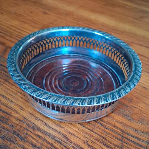 Silver plate wine - plate, bottle
