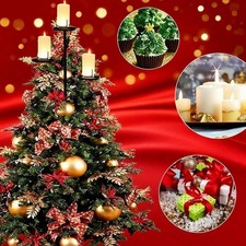 Black Triple Tree Topper Tree Topper Candle Holder Candelabra Decor I3Q2