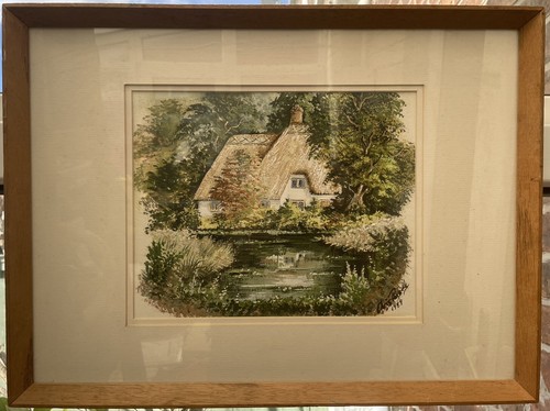 Thatched cottage acrylic - cottage,