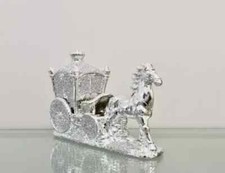 Horse With Square Wagon Buggy Gypsy Big Wheels Crushed Diamond Carriage Ornament