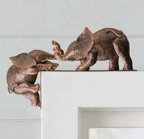 2pc bronze elephant resin - 2pc,