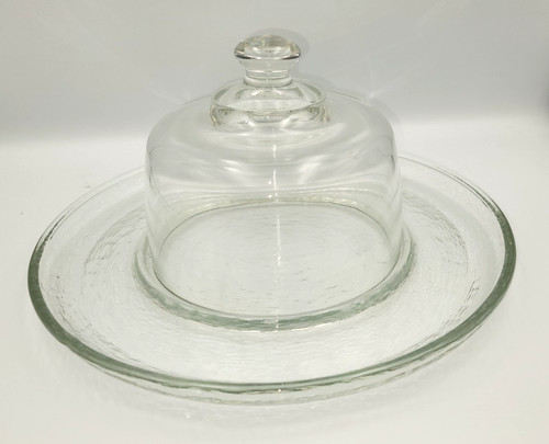 Glass platter with domed - domed, cover