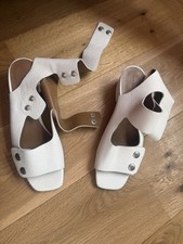 ZARA White Summer  SANDALS Low heels comfy custom leather SHOES WHITE 6 UK 39 EU