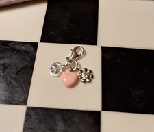 Thomas Sabo Pink ? Heart Peace Flower Diamonte Love RomanceSilver Charm Pendant