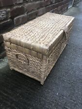 Small Wicker Storage Trunk Ottoman Toy Box  29" Length 13" Wide 12.5" Deep