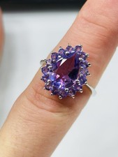 TJC silver and high quality amethysts ring UK size P(18 mm) never worn
