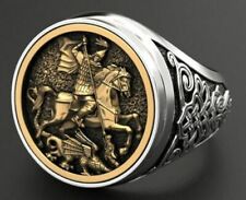 The Dragon Men's Religious Ring Saint George Sovereign Ring Sterling Silver S925